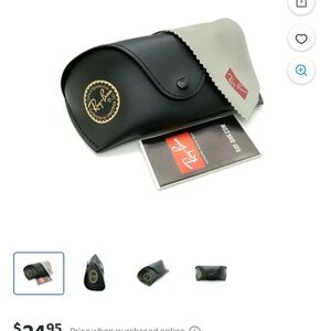 Ray-Ban Black Sunglass Case with Gray Cleaning Cloth